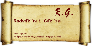 Radványi Géza névjegykártya